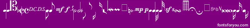 Musicalsymbols-Schriftart – Weiße Schriften auf violettem Hintergrund