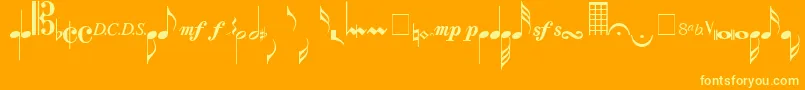 Musicalsymbols Font – Yellow Fonts on Orange Background