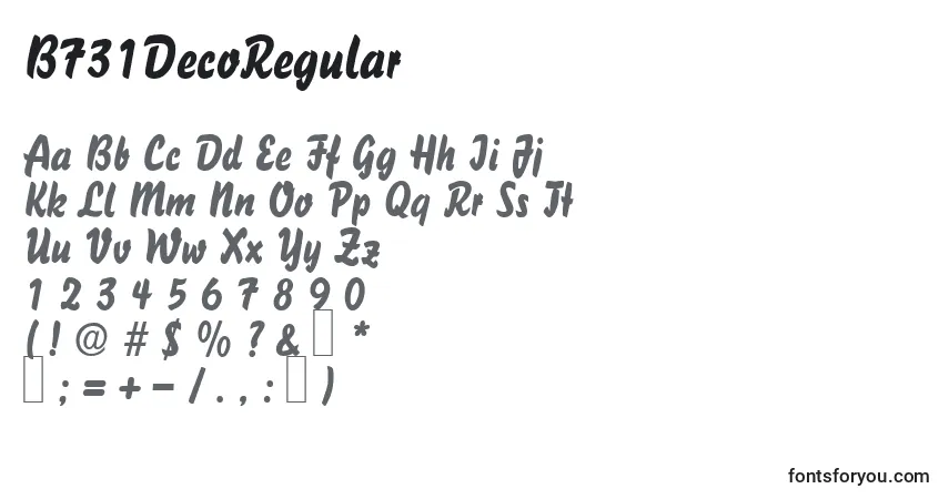Schriftart B731DecoRegular – Alphabet, Zahlen, spezielle Symbole