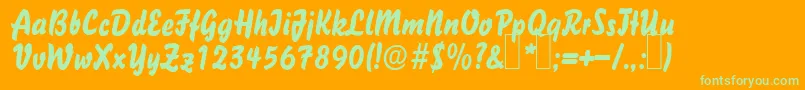 B731DecoRegular-Schriftart – Grüne Schriften auf orangefarbenem Hintergrund
