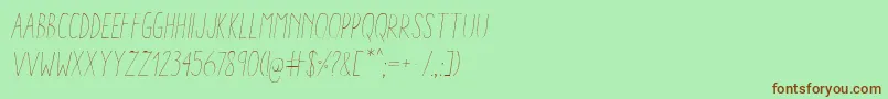 AracneCondensedLightItalic Font – Brown Fonts on Green Background