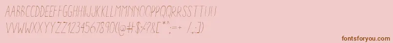AracneCondensedLightItalic-Schriftart – Braune Schriften auf rosa Hintergrund