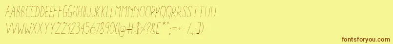 AracneCondensedLightItalic-fontti – ruskeat fontit keltaisella taustalla