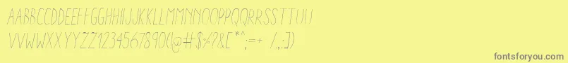 Fonte AracneCondensedLightItalic – fontes cinzas em um fundo amarelo
