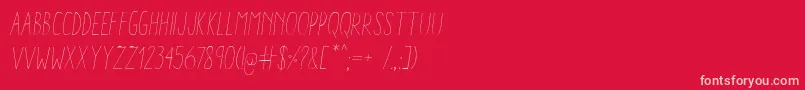 AracneCondensedLightItalic-Schriftart – Rosa Schriften auf rotem Hintergrund
