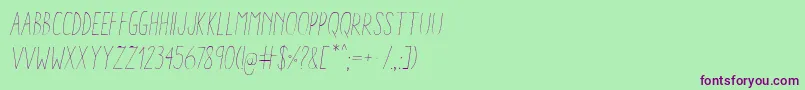 AracneCondensedLightItalic Font – Purple Fonts on Green Background