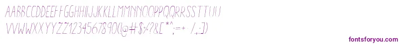 AracneCondensedLightItalic-fontti – violetit fontit valkoisella taustalla