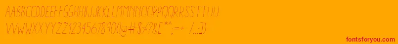Fonte AracneCondensedLightItalic – fontes vermelhas em um fundo laranja