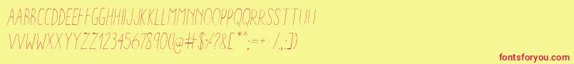 フォントAracneCondensedLightItalic – 赤い文字の黄色い背景