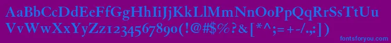 Шрифт GranjonBoldOldStyleFigures – синие шрифты на фиолетовом фоне