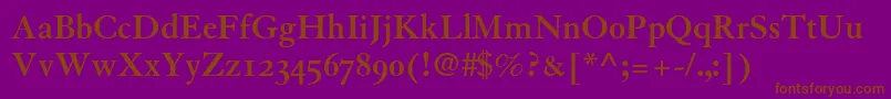 GranjonBoldOldStyleFigures-Schriftart – Braune Schriften auf violettem Hintergrund