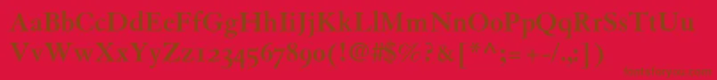 GranjonBoldOldStyleFigures-Schriftart – Braune Schriften auf rotem Hintergrund