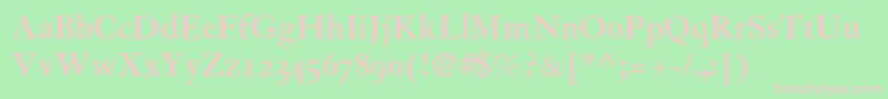 GranjonBoldOldStyleFigures-fontti – vaaleanpunaiset fontit vihreällä taustalla