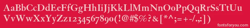 GranjonBoldOldStyleFigures-fontti – vaaleanpunaiset fontit punaisella taustalla