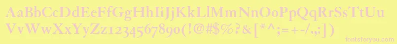 GranjonBoldOldStyleFigures-fontti – vaaleanpunaiset fontit keltaisella taustalla