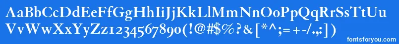 GranjonBoldOldStyleFigures-fontti – valkoiset fontit sinisellä taustalla