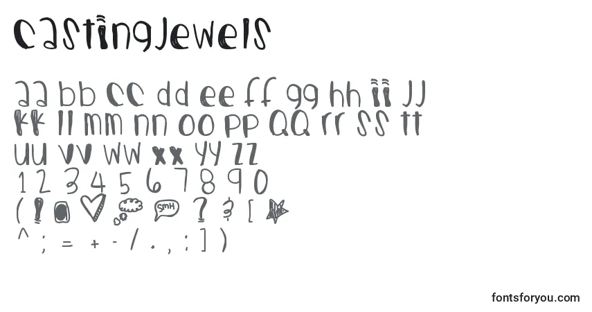 A fonte Castingjewels – alfabeto, números, caracteres especiais