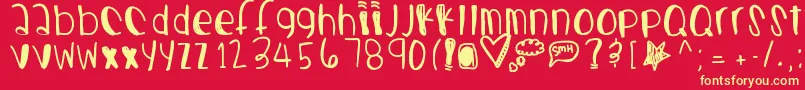フォントCastingjewels – 黄色の文字、赤い背景