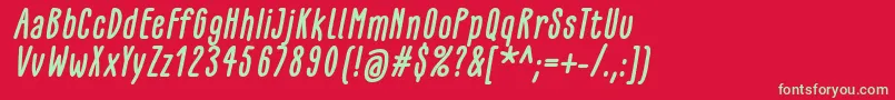 GlaresomeBoldItalic Font – Green Fonts on Red Background