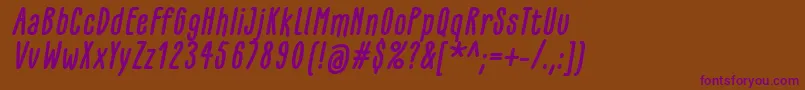 GlaresomeBoldItalic Font – Purple Fonts on Brown Background