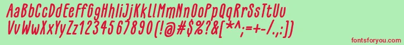 GlaresomeBoldItalic Font – Red Fonts on Green Background