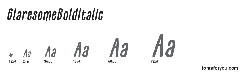 Размеры шрифта GlaresomeBoldItalic