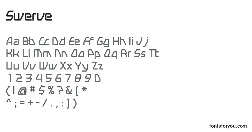 Schriftart Swerve – Alphabet, Zahlen, spezielle Symbole