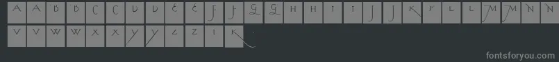 フォントKochslongcapssquares – 黒い背景に灰色の文字