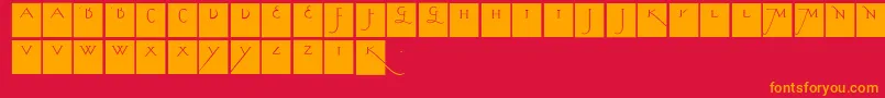 Kochslongcapssquares-Schriftart – Orangefarbene Schriften auf rotem Hintergrund