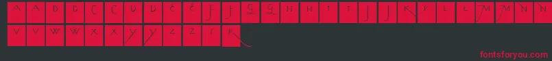 フォントKochslongcapssquares – 黒い背景に赤い文字