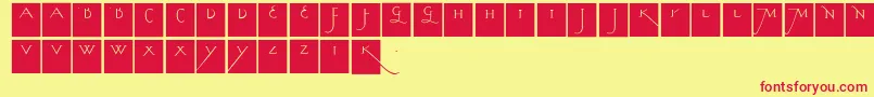 Kochslongcapssquares Font – Red Fonts on Yellow Background