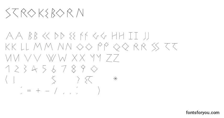 Schriftart Strokeborn – Alphabet, Zahlen, spezielle Symbole