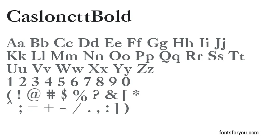 Czcionka CasloncttBold – alfabet, cyfry, specjalne znaki