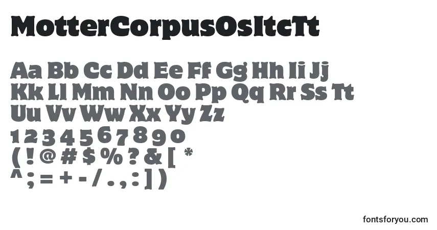 Czcionka MotterCorpusOsItcTt – alfabet, cyfry, specjalne znaki