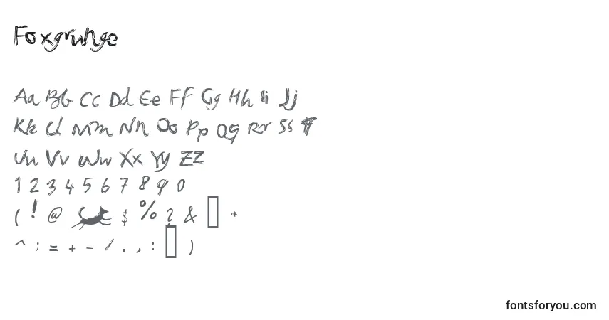 A fonte Foxgrunge – alfabeto, números, caracteres especiais