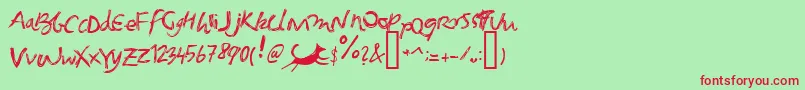 フォントFoxgrunge – 赤い文字の緑の背景