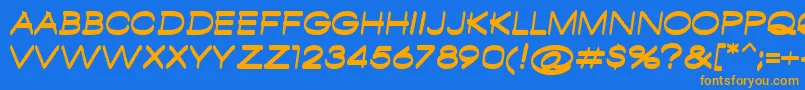 フォントAmbamboRegular – オレンジ色の文字が青い背景にあります。