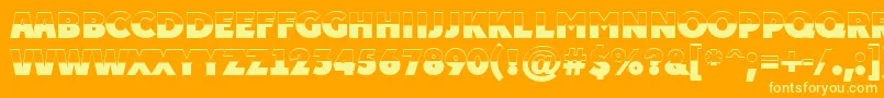 PlakattitulbwExtrabold-Schriftart – Gelbe Schriften auf orangefarbenem Hintergrund