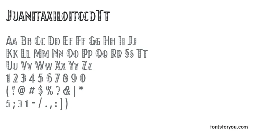 JuanitaxiloitccdTtフォント–アルファベット、数字、特殊文字
