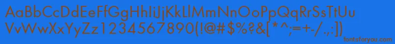 FusionRegular-Schriftart – Braune Schriften auf blauem Hintergrund