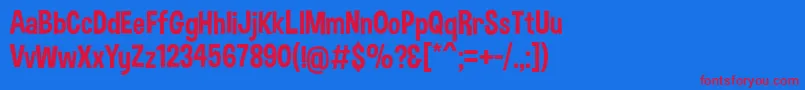 DimboRegular Font – Red Fonts on Blue Background