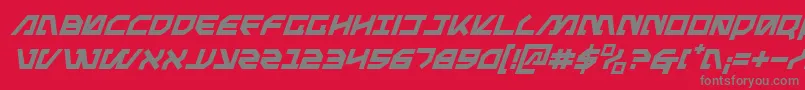 フォントMetalStormItalic – 赤い背景に灰色の文字