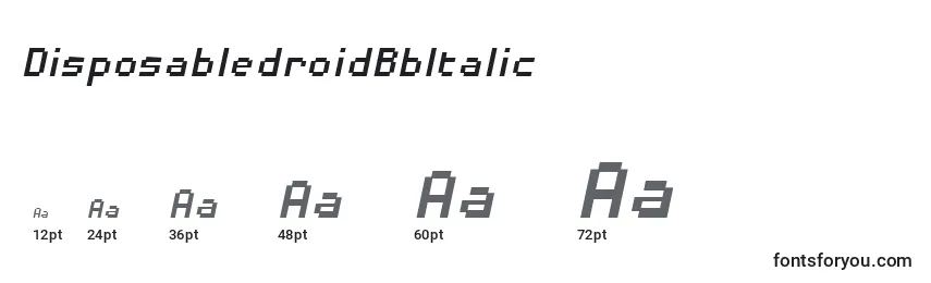 Размеры шрифта DisposabledroidBbItalic