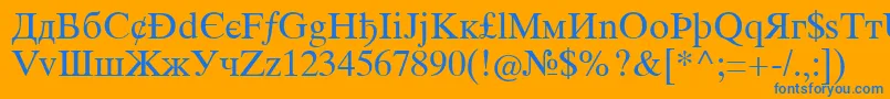 Intouristiqua Font – Blue Fonts on Orange Background