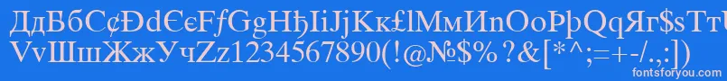 フォントIntouristiqua – ピンクの文字、青い背景