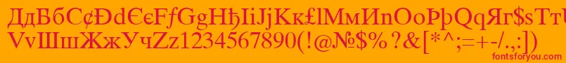 フォントIntouristiqua – オレンジの背景に赤い文字