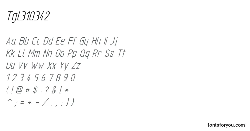 Tgl310342-fontti – aakkoset, numerot, erikoismerkit