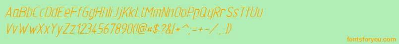 フォントTgl310342 – オレンジの文字が緑の背景にあります。