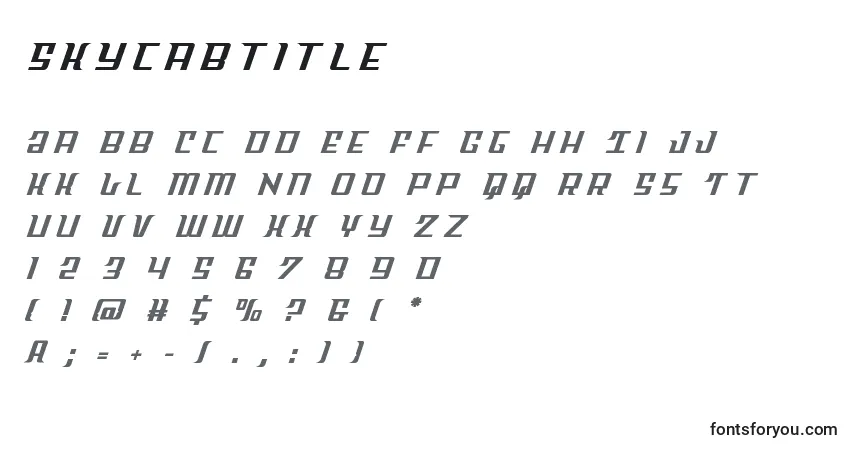 Skycabtitle-fontti – aakkoset, numerot, erikoismerkit