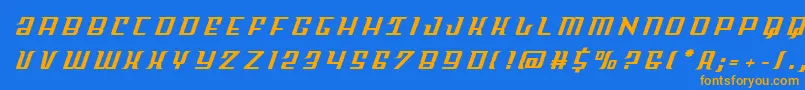 Fonte Skycabtitle – fontes laranjas em um fundo azul